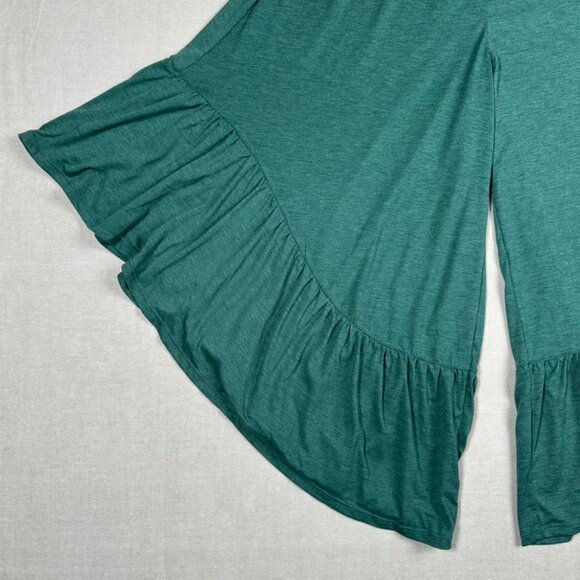 Halara Womens Small Pants High Waist Ruffle Hem Cropped Flared Pockets Green NEW - Picture 4 of 10